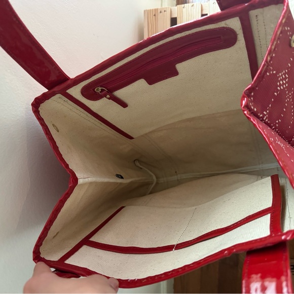 Kate Spade Red Patterned Oil Covered Canvas Purse - Picture 5 of 8